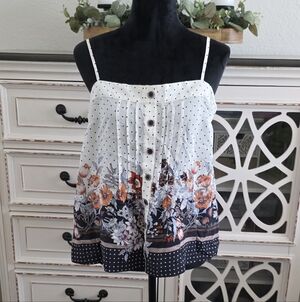 Anthropologie Floral Print Women's Top - White and Black
